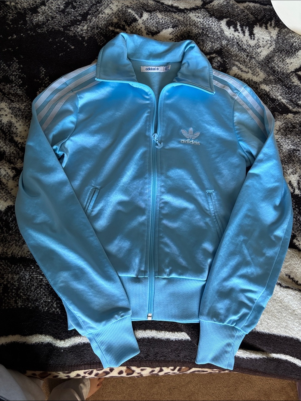 adidas Light Blue Trefoil Track Jacket with White Stripes